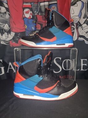 Jordan Flight 45 High-Top Sneakers in Black, Blue & Red